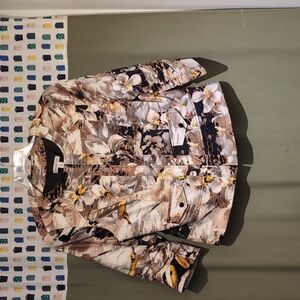 Stretch cotton blend 3/4 sleeve jacket